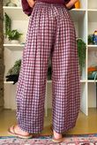 Vivienne Plaid Relaxed Barrel Pant Aubergine & Denim